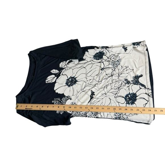 Soma Lotus Peruvian Pima Cotton Floral T-Shirt Shorts Sleeve Women’s Small Black - Picture 5 of 7